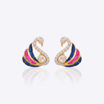Serene Swan Earrings in 14K gold with enamel detailing and diamond accents