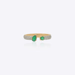 Evergreen Twins Ring in 14K gold with emeralds and Polki diamonds