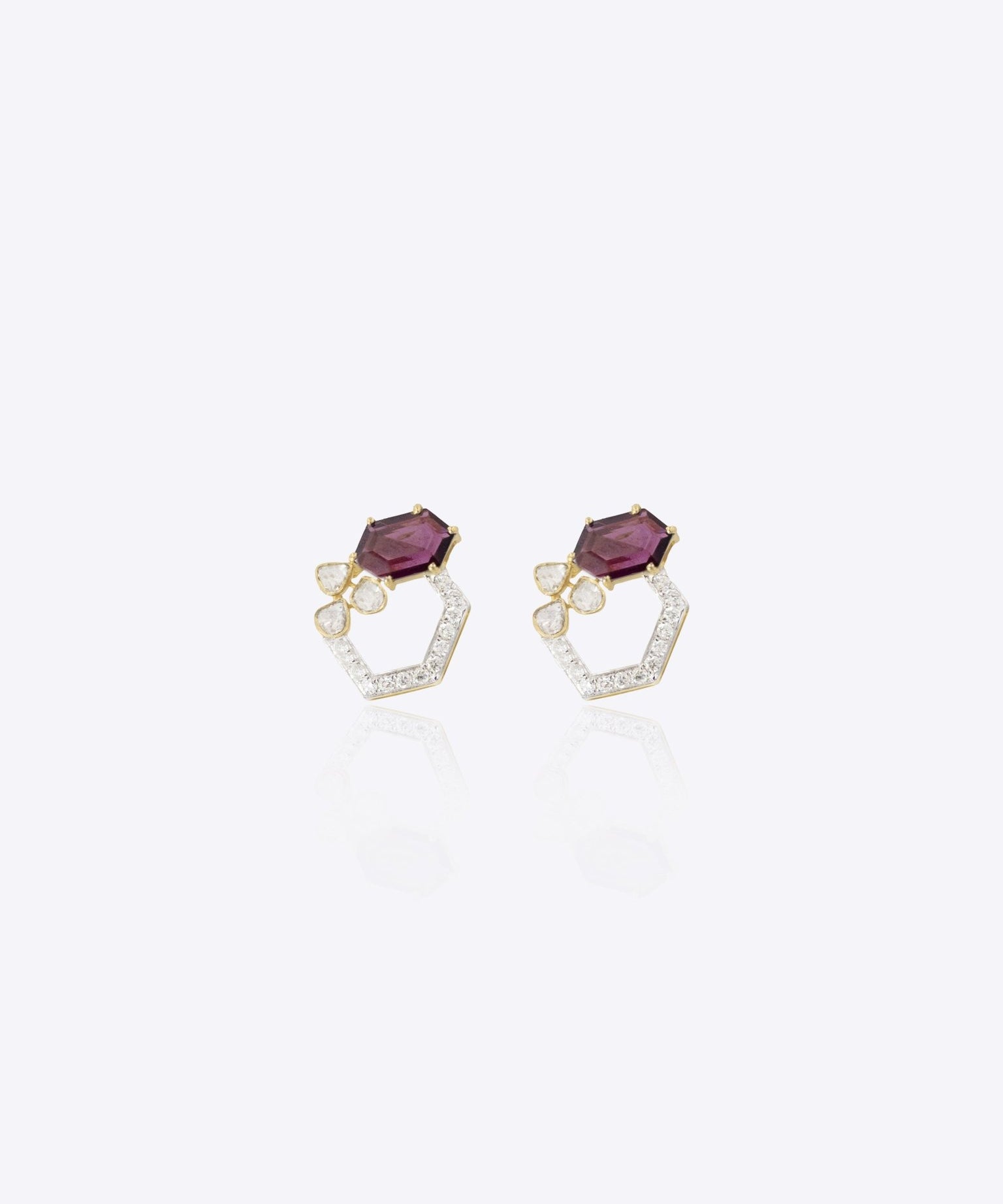 9k gold Amara Geometric Polki earrings with refined handcrafted heirloom detailing