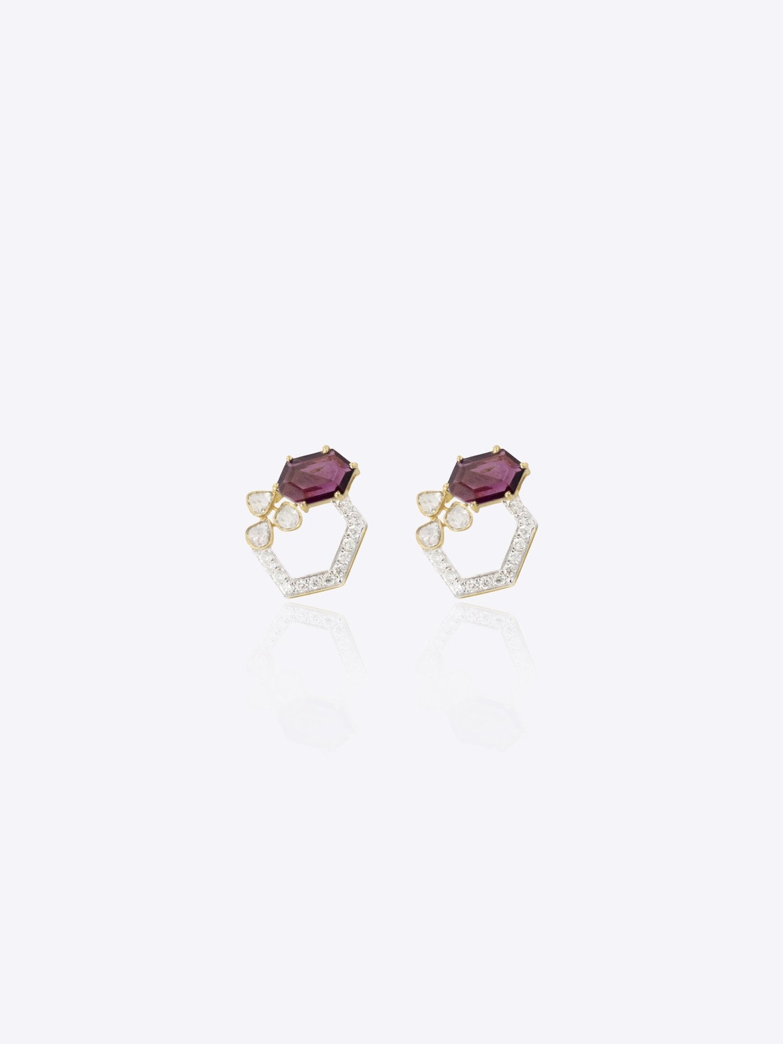 9k gold Amara Geometric Polki earrings with refined handcrafted heirloom detailing