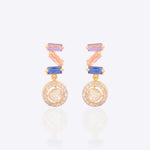 Zee Drop Earrings in 14K gold with bold Z-silhouette and multi-hue diamond accents.
