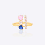 Polki diamond ring in 14K gold with a vertical diamond accent, customisable sizing.