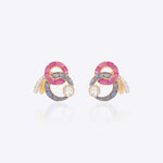 14K gold hooked earrings with Polki stones and talaf detailing