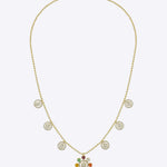 18K gold Navratna Bloom necklace with a radiant bloom and delicate drops.