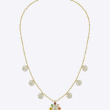 18K gold Navratna Bloom necklace with a radiant bloom and delicate drops.