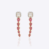 Rose Cascade Earrings in 14k gold with Polki and tourmaline droplets