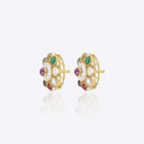 Navratna Polki Diamond Ear Studs