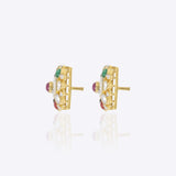 Navratna Polki Diamond Ear Studs