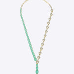 14k gold necklace with heritage Polki and green stone centerpiece