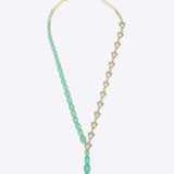 14k gold necklace with heritage Polki and green stone centerpiece