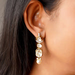 18K gold Pearl & Grace Diamond Polki Earrings with a luminous pearl drop.