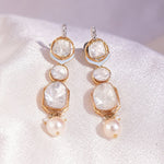 18K gold Pearl & Grace Diamond Polki Earrings with a luminous pearl drop.