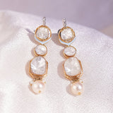 18K gold Pearl & Grace Diamond Polki Earrings with a luminous pearl drop.