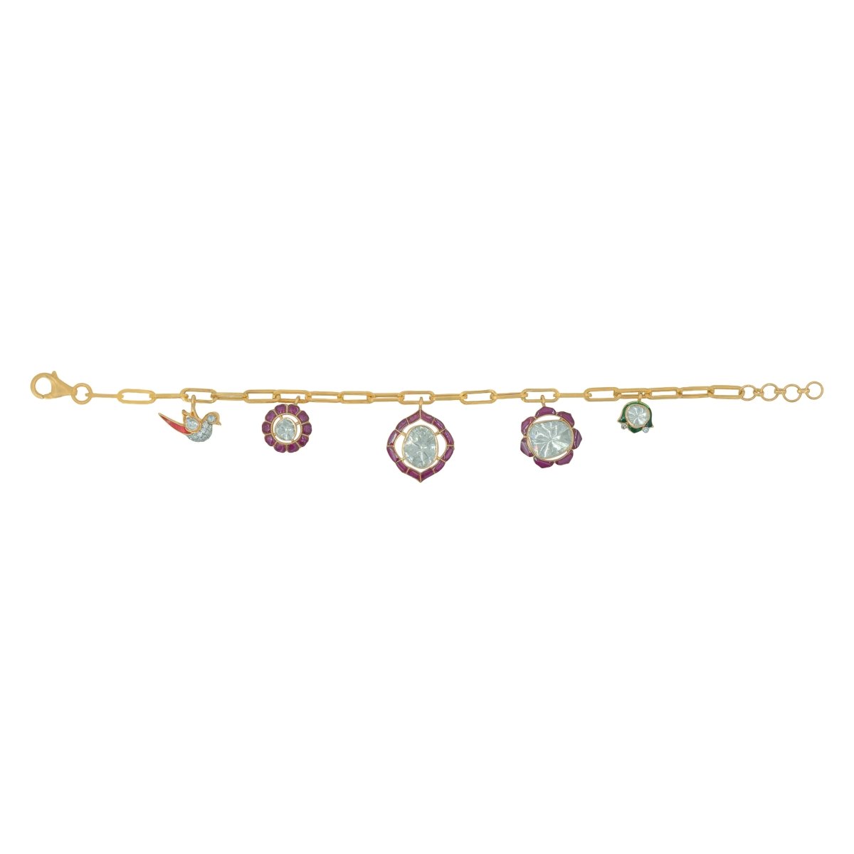 Bloomsong charm bracelet with floral gemstone charms