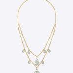 Layered 18K gold necklace with delicate, shimmering Polki droplets.