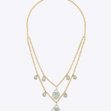 Layered 18K gold necklace with delicate, shimmering Polki droplets.