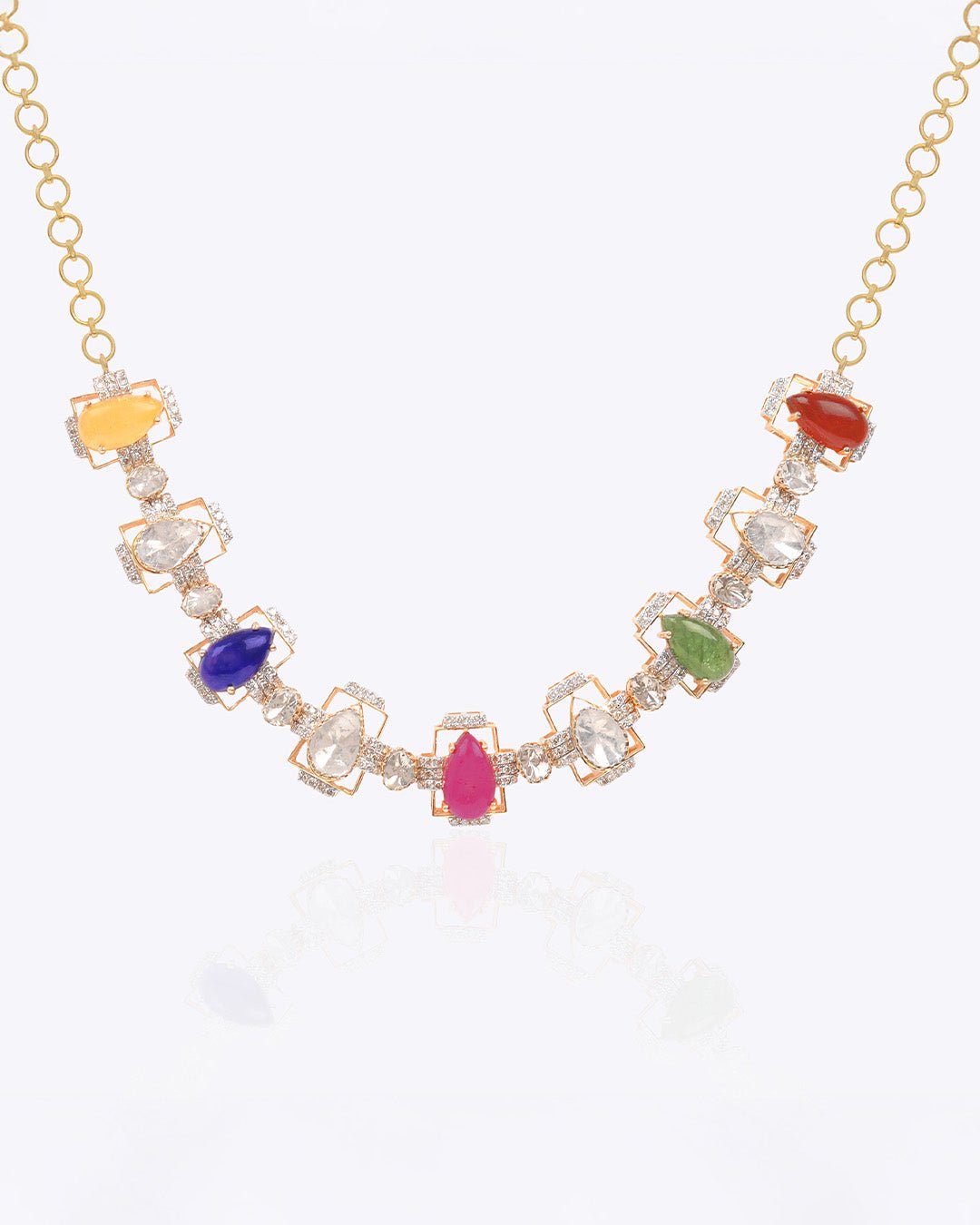 Classic Valentina Polki choker necklace with regal gemstone detailing