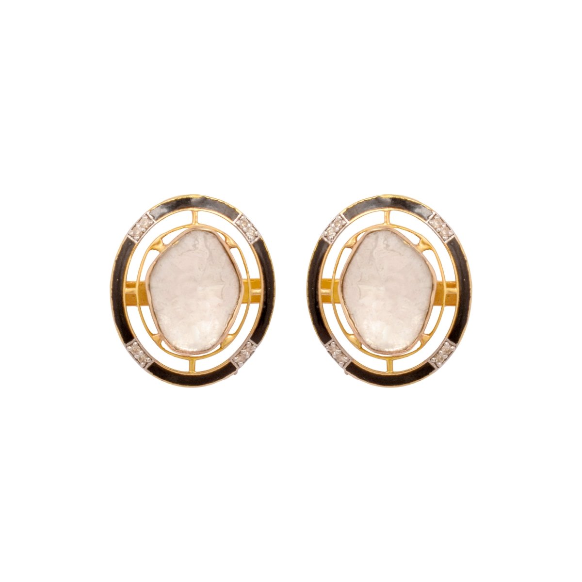 Product image of traditional earrings designed with intricate polki settings.