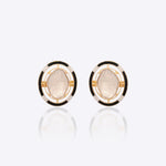 14k gold stud earrings with Polki, black enamel, and diamond accents.