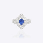 Sapphire Serenity Ring in a 14K gold and silver dual-tone finish with a diamond halo