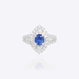 Sapphire Serenity Ring in a 14K gold and silver dual-tone finish with a diamond halo