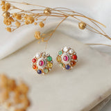 Navratna Polki Diamond Ear Studs