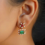 Polki Stone Floral Earrings