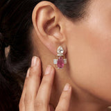 Ruby Frame Earring