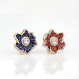 Cobalt & Crimson Petal Earrings