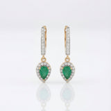 Dewdrop Emerald Diamond Earrings