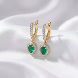 Dewdrop Emerald Diamond Earrings