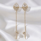 14K gold Cirelle Chain Drop earrings with elegant Polki detailing and delicate moving chains.