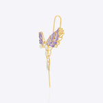 14k gold asymmetrical Polki earring set with a stud and earcuff