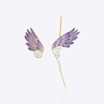 14k gold asymmetrical Polki earring set with a stud and earcuff
