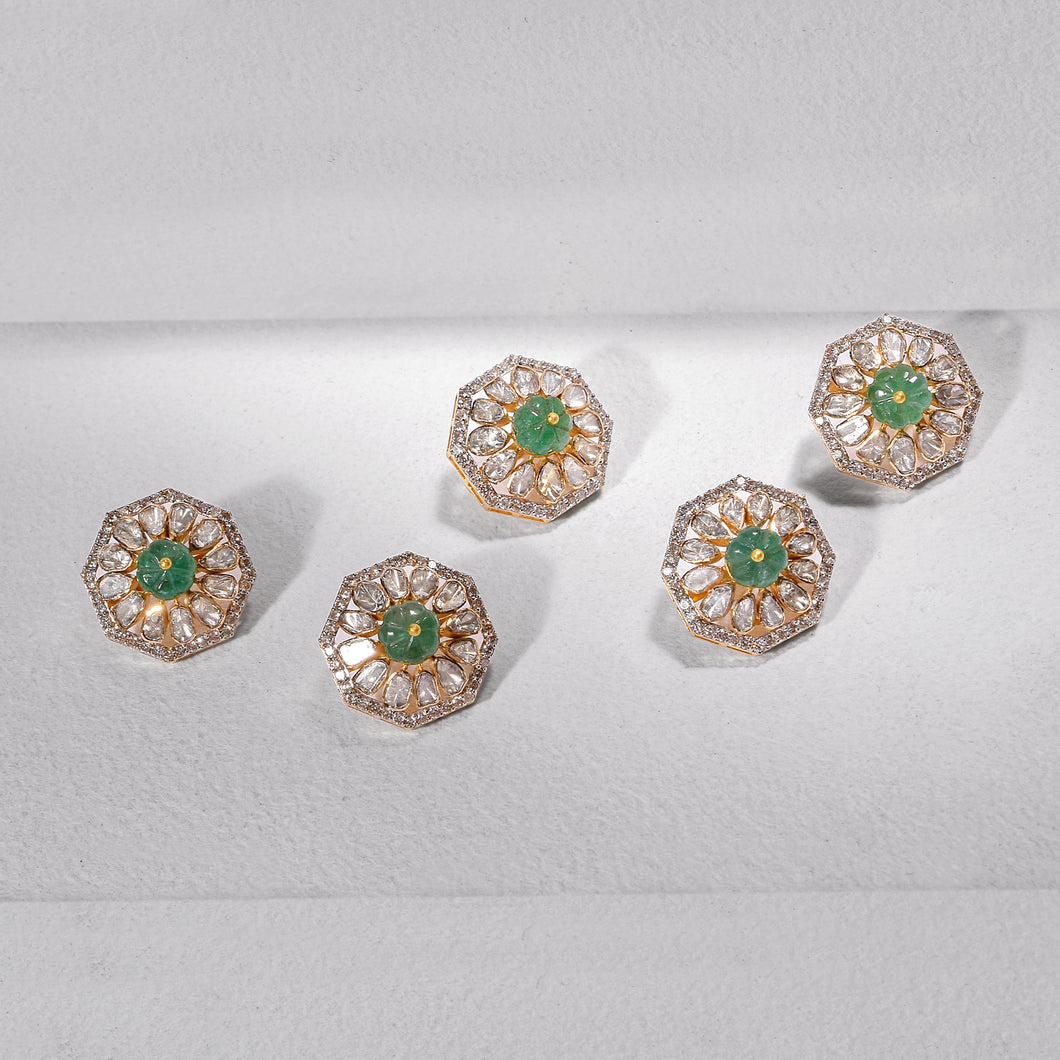 Russian Emerald Polki Buttons